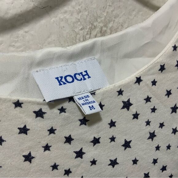 Koch Madison Ruffle Dress in cotton White black stars size M - Picture 3 of 9